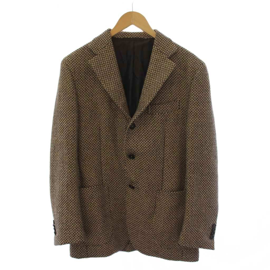 【中古】デ ペトリロ De Petrillo テーラードジャケット シングル ツィード 羊毛 46 ベージュ 黒 /BM メンズ 【ベクター 古着】 260528