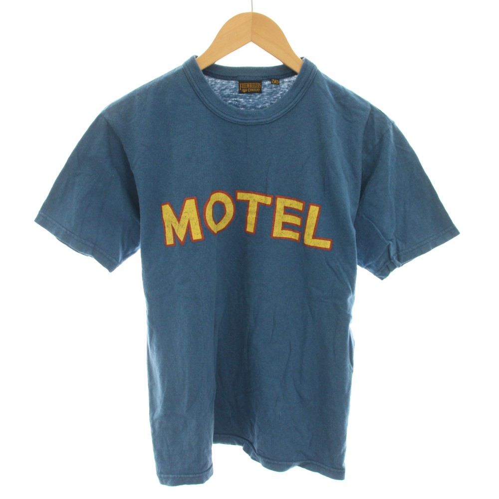 【中古】フリーホイーラーズ FREEWHEELERS ジーメンス電話を掛ける MOTEL ティーシャツ カットソー 労働者の一団のど首 半袖 ロゴタイプ刷り上げる 38 青 青碧 黄 黄色 /YT メンズ 【ベクター 古着】 260601