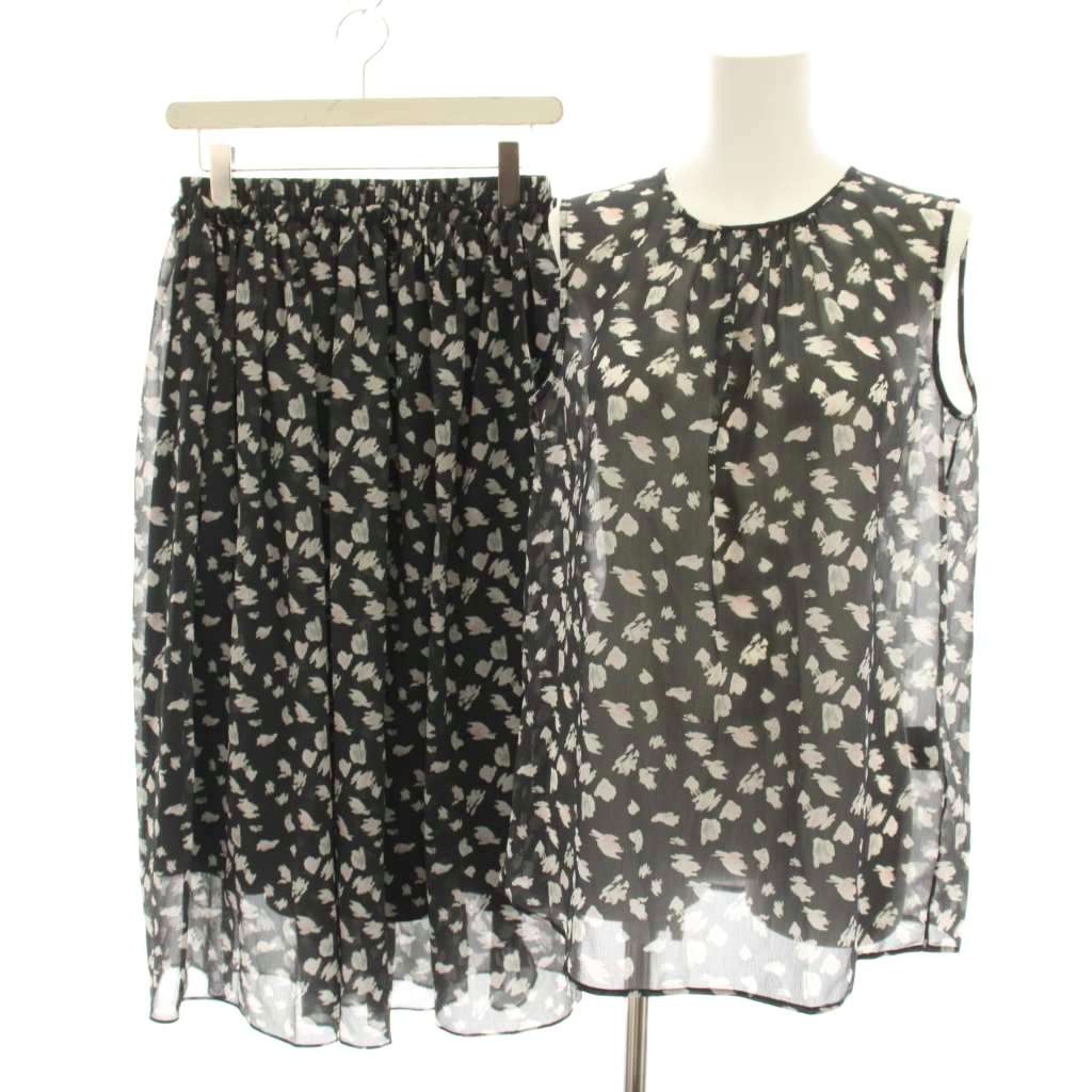 【中古】セオリーリュクス theory luxe 23SS セットアップ 上下 ブロッサムプリントセリアスリーブレス BLOSSOM PRINT CELIA SL トップ カットソー ノースリーブ ジュデレ JUDELE スコート ロング 太陽面爆発 生やさしい 38 薄墨色 白 レディース 【ベクター 古着】 260601