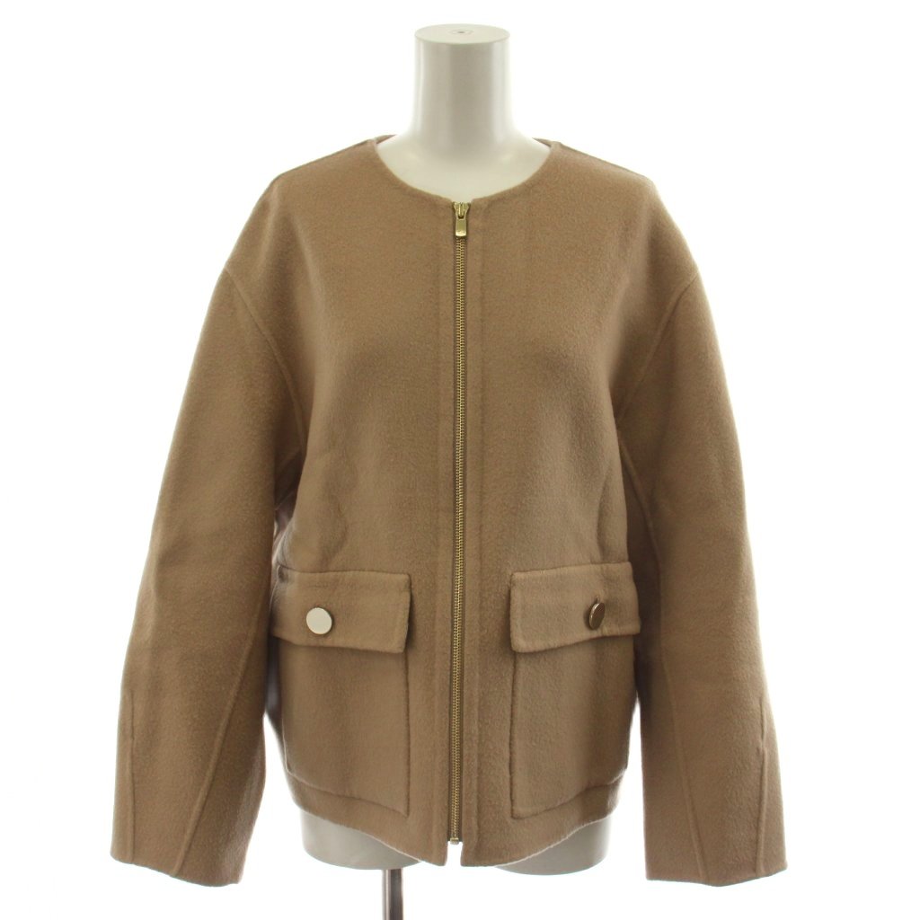 【中古】アナイ ANAYI 23AW シャルムビーバーノーカラーブルゾン 上衣 アウター ジップアップ 38 ベージュ /AN60 ▲H レディース 【ベクター 古着】 260529