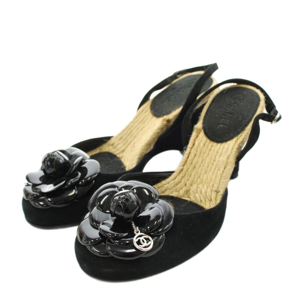 【中古】シャネル CHANEL カメリア ココマーク サンダル 踵 同盟罷工さあ美 35 黒 黒いこと /AN66 レディース 【ベクター 古着】 260604