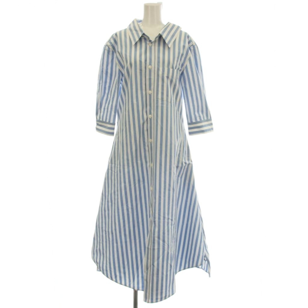 【中古】マルニ MARNI プルオーバー衣裳 縞模様 ロング 七分袖 38 水色 点火装置青碧 0538COTCZ05 /☆G レディース 【ベクター 古着】 260530