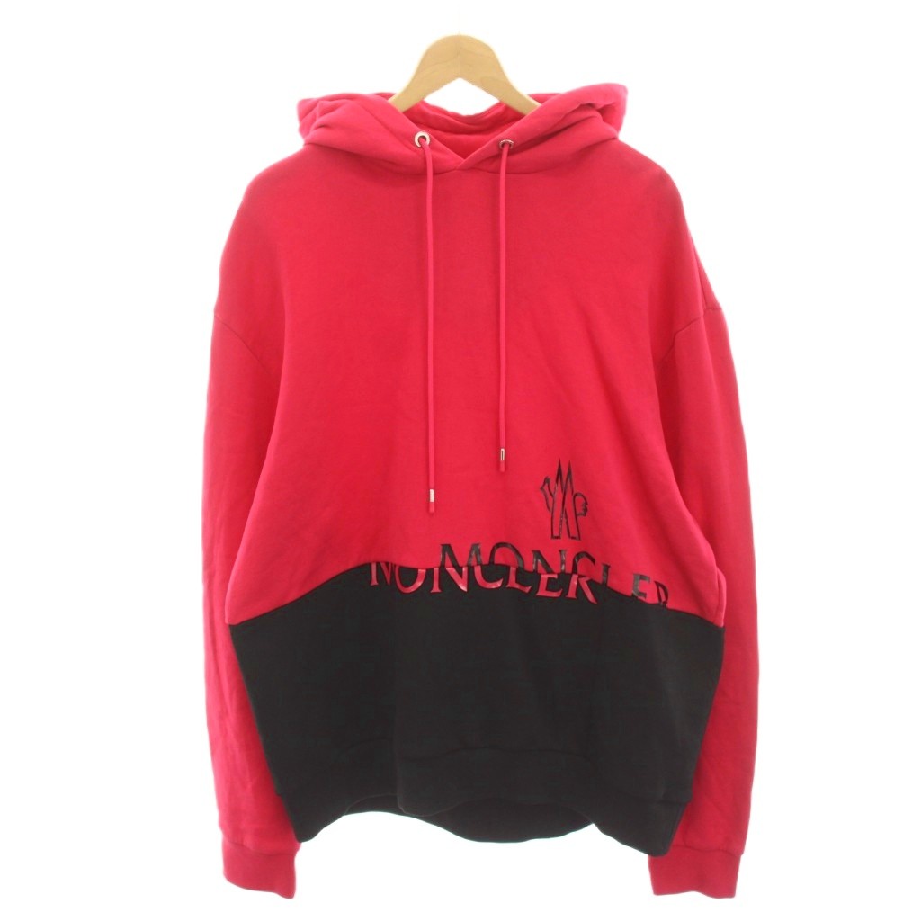 【中古】モンク線路 MONCLER 23AW MAGLIA CON CAPPUCCIO パーカー 汗水 ティーシャツ 刷り上げる 長袖 XL 黒 黒いこと サクラ色 G20918G00040 /HN メンズ 【ベクター 古着】 260604