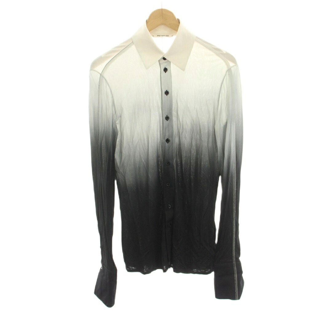 【中古】ピーター ドゥ PETER DO 23SS 心地よいプルオーバー グラデーション 長袖 M 薄墨色 白 白いこと 黒 黒いこと PD-SS23-473SP /HN メンズ 【ベクター 古着】 260604