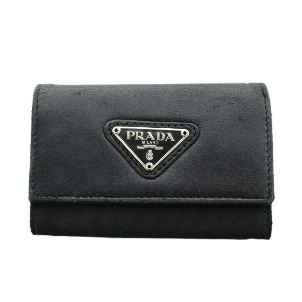 【中古】プラダ PRADA ３角形ロゴタイプ ３角形一皿 足懸かり入れもの 6連 なめし革 ナイロン 黒 黒いこと /AN24 ■OH レディース 【ベクター 古着】 260604