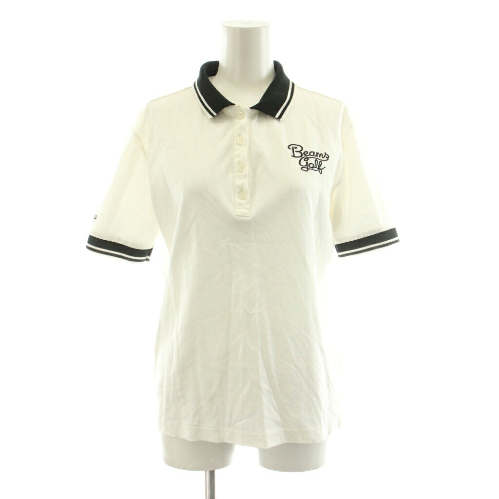 【中古】ビームスゴルフ BEAMS GOLF 24SS Cleric cotton polo shirt クレリックコットンポロシャツ カットソー 半袖 ロゴタイプ刺しゅう L 白 白いこと 83-02-0039-461 /KU レディース 【ベクター 古着】 260605