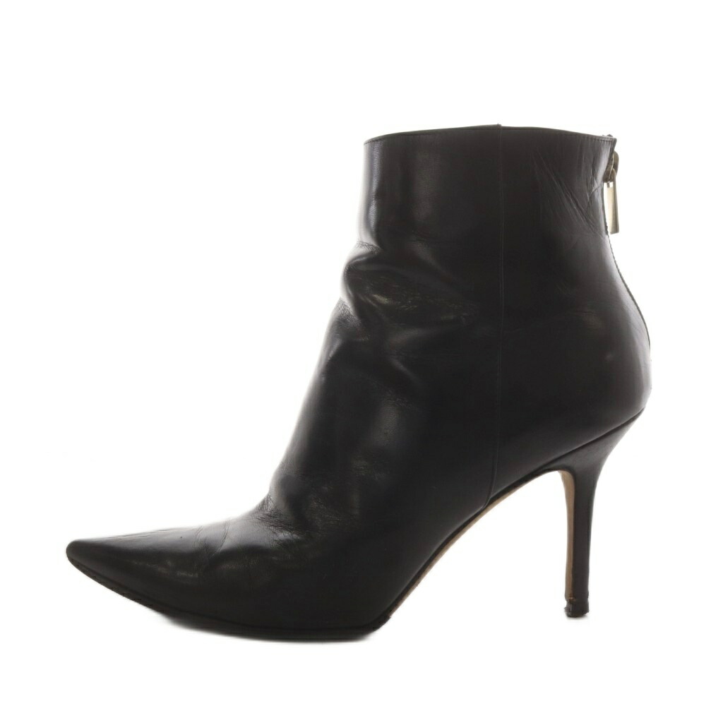 【中古】ジミーチュウ JIMMY CHOO 遊撃手ブーツ ポインテッドトゥ 踵 なめし革 37.5 黒 黒いこと /AN40 ●D レディース 【ベクター 古着】 260609