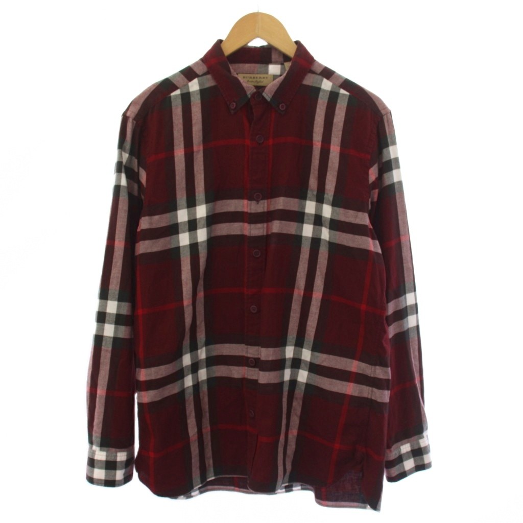 【中古】赤ちょうちんバリー BURBERRY プルオーバー 長袖 名取り草落ちこむ 読み合わせる柄 L 赤 /BM メンズ 【ベクター 古着】 260609