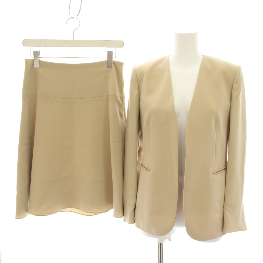 【中古】セオリー Theory 23SS クラシッククレープリンドライアビー CLASSIC CREPE LINDRAYIA B ノーカラージャケット クラシッククレープフレア CLASSIC CREPE FLARE スカート ひざ丈 2 ベージュ /YT レディース 【ベクトル 古着】 260615|ブランド古着の買取販売ベクトル