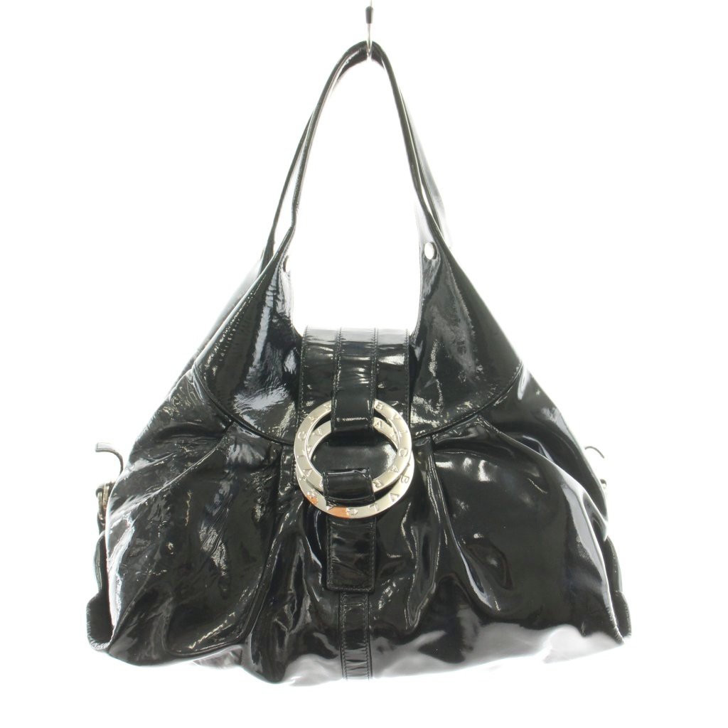 【中古】ブルガリ BVLGARI チャンドラ ハンドバッグ トートバッグ パテントレザー ロゴ 黒 ブラック /KU 8 レディース 【ベクトル 古着】 260616|ブランド古着の買取販売ベクトル