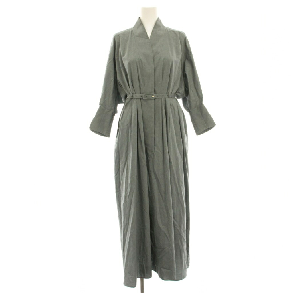 【中古】マメクロゴウチ Mame Kurogouchi Cotton Chambray Tucked Shirt Dress シャツワンピース ロング マキシ 長袖 ドルマンスリーブ 1 グレー MM24SS-DR019 /HN29 レディース 【ベクトル 古着】 260707｜ブランド古着の買取販売ベクトル