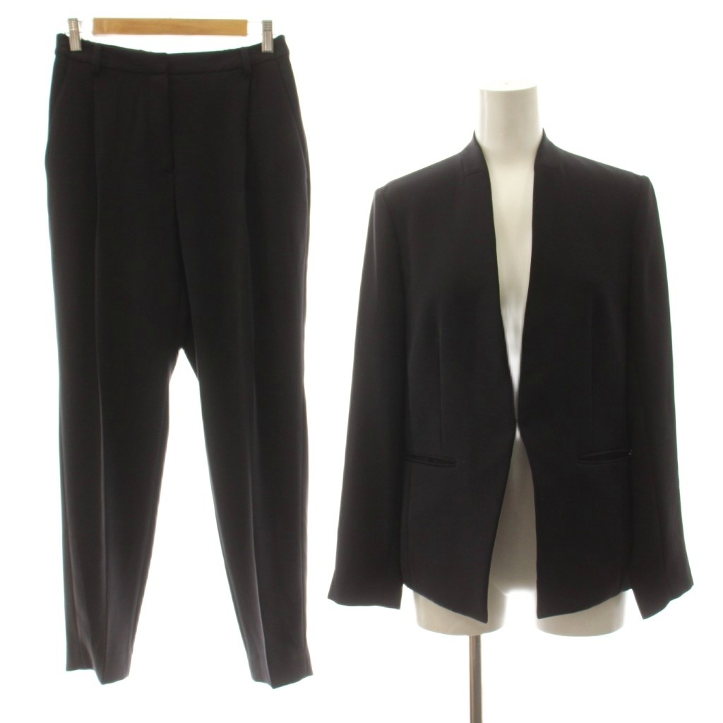 【中古】セオリーリュクス theory luxe LEAD DONNA2S BALIA スーツ セットアップ ノーカラージャケット テーパードパンツ タック ジップフライ 38 黒 ブラック 03-0104100 03-0106400 /KU レディース 【ベクトル 古着】 260710｜ブランド古着の買取販売ベクトル