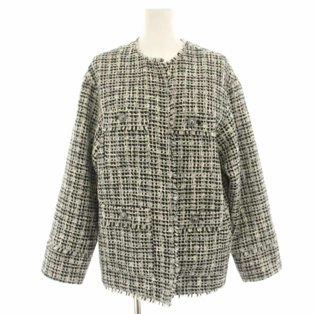 【中古】ラウンジドレス ガリャルダガランテ Loungedress GALLARDAGALANTE 26SS ファンシーツイードジャケット ノーカラージャケット F 黒 ブラック 白 ホワイト LDZ1061107A0006 /HN 【ベクトル 古着】 260716｜ブランド古着の買取販売ベクトル
