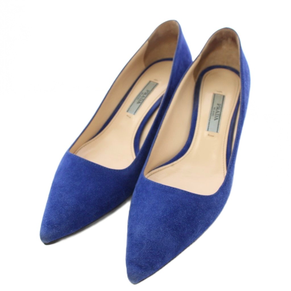 【中古】プラダ PRADA パンプス ポインテッドトゥ スエード 34 青 ブルー /TK レディース 【ベクトル 古着】 260720｜ブランド古着の買取販売ベクトル