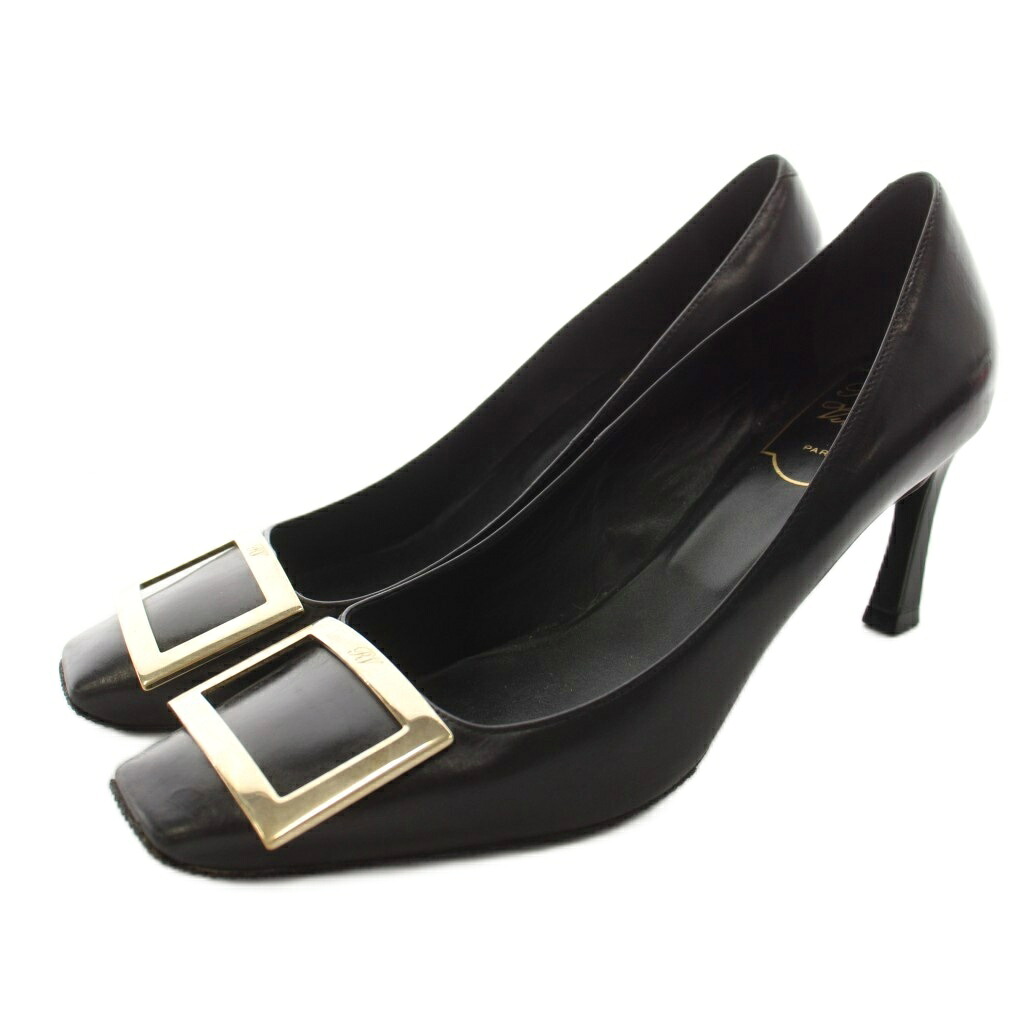 【中古】ロジェヴィヴィエ ROGER VIVIER ベル ヴィヴィエ トランペット パンプス スクエアトゥ レザー 37.5 黒 ブラック /KU レディース 【ベクトル 古着】 260717｜ブランド古着の買取販売ベクトル 14,839円