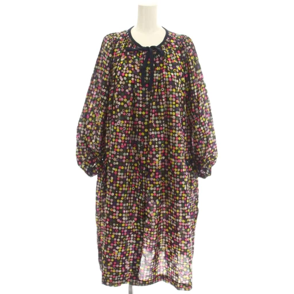 【中古】ミナペルホネン mina perhonen ceremony ワンピース ロング ドット 長袖 36 ネイビー マルチカラー pa3811 /☆G レディース 【ベクトル 古着】 260722｜ブランド古着の買取販売ベクトル