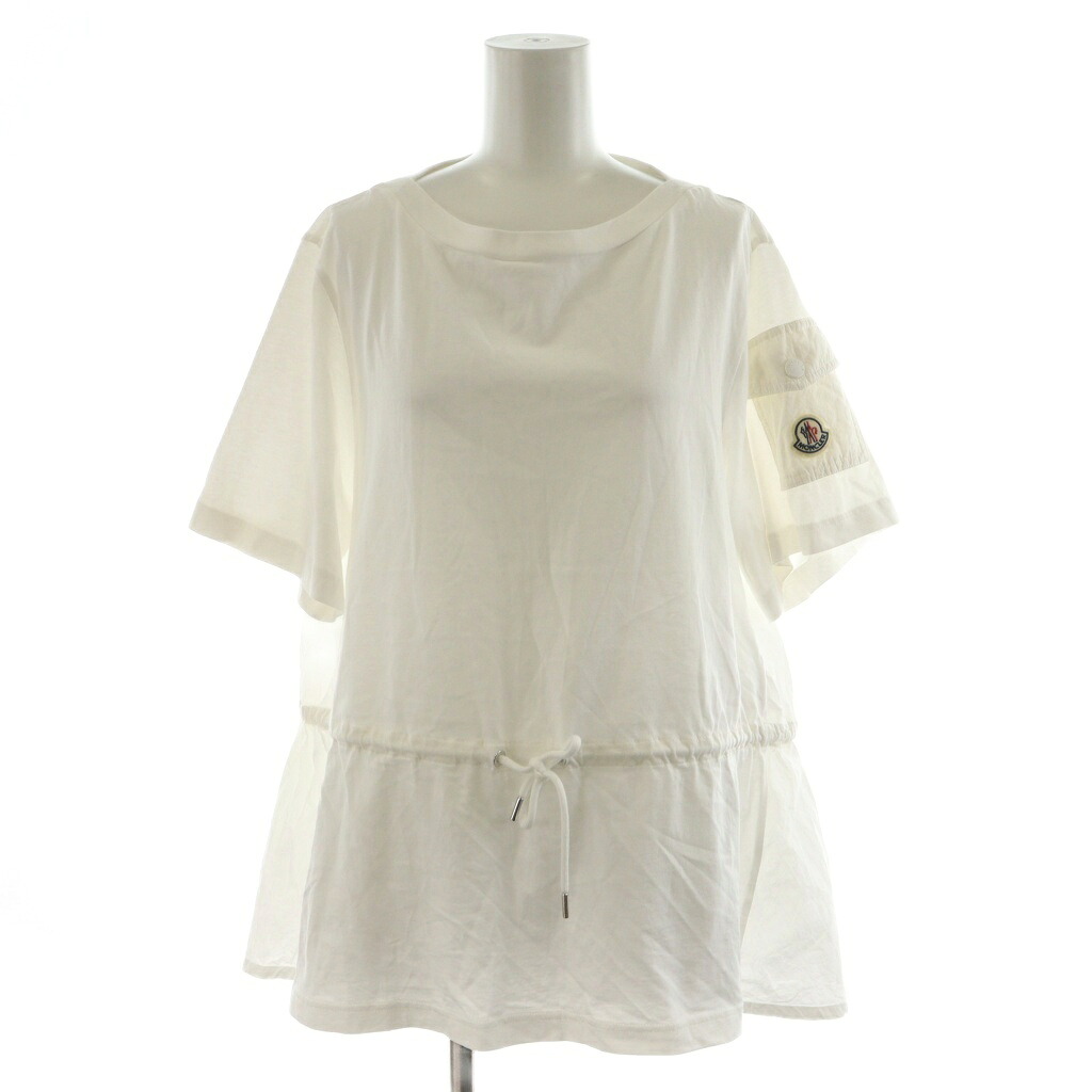 【中古】モンク線路 MONCLER 23SS MAGLIA MANICHE CORTE プルオーバー カットソー 半袖 異原料品うつり変わり 紋章 ロゴタイプ M 白 白いこと I10938C00034 829HP /AN30 レディース 【ベクター 古着】 250805