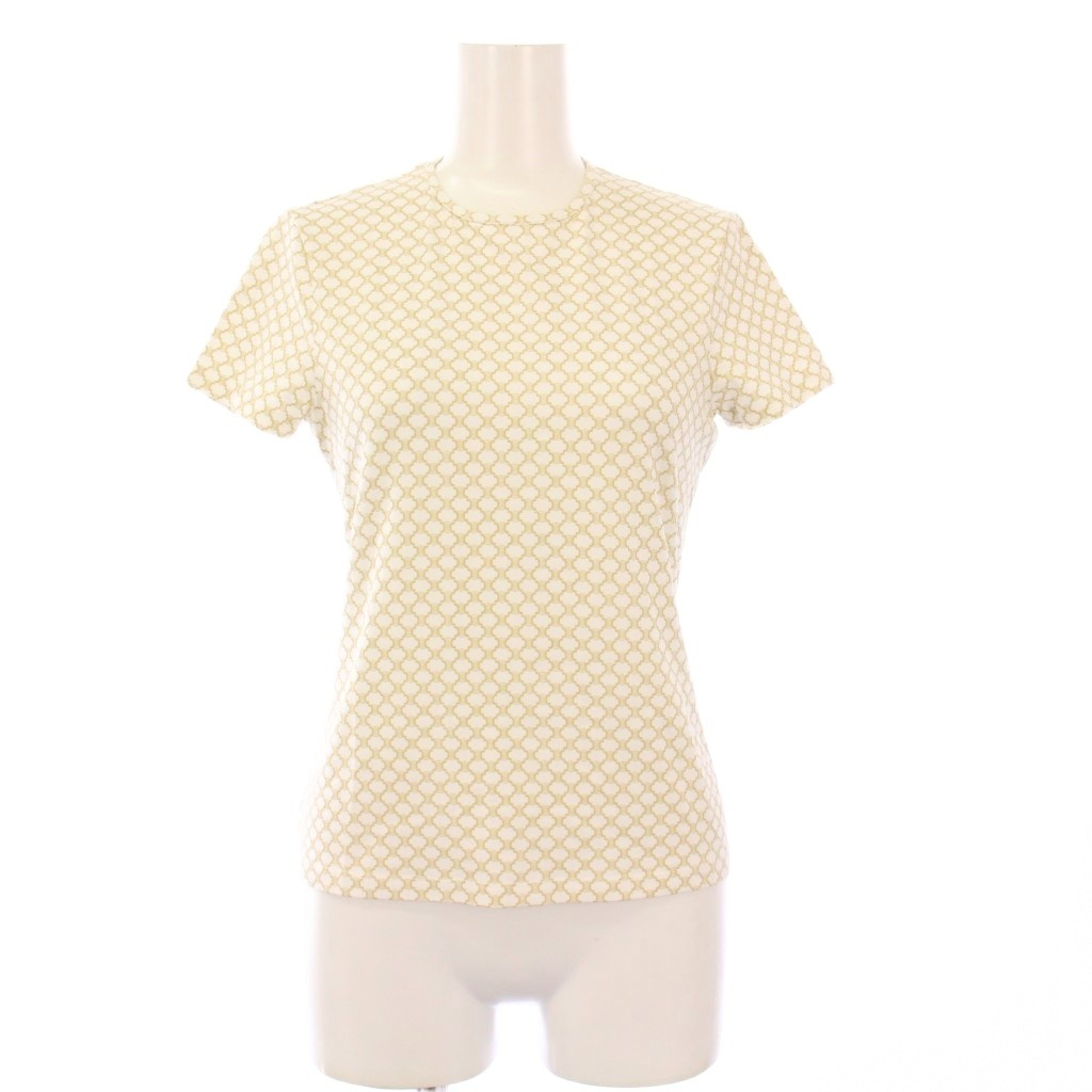 【中古】セリーヌ CELINE マカダム ティーシャツ カットソー 半袖 M 白 ベージュ 2 0358/0781 /KH レディース 【ベクター 古着】 250909