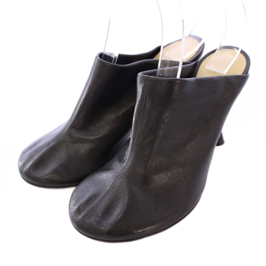【中古】ボッテガヴェネタ BOTTEGA VENETA ミュール ラウンドトゥ ハイヒール なめし革 一色合い 36.5 黒 黒いこと /BB レディース 【ベクター 古着】 251113