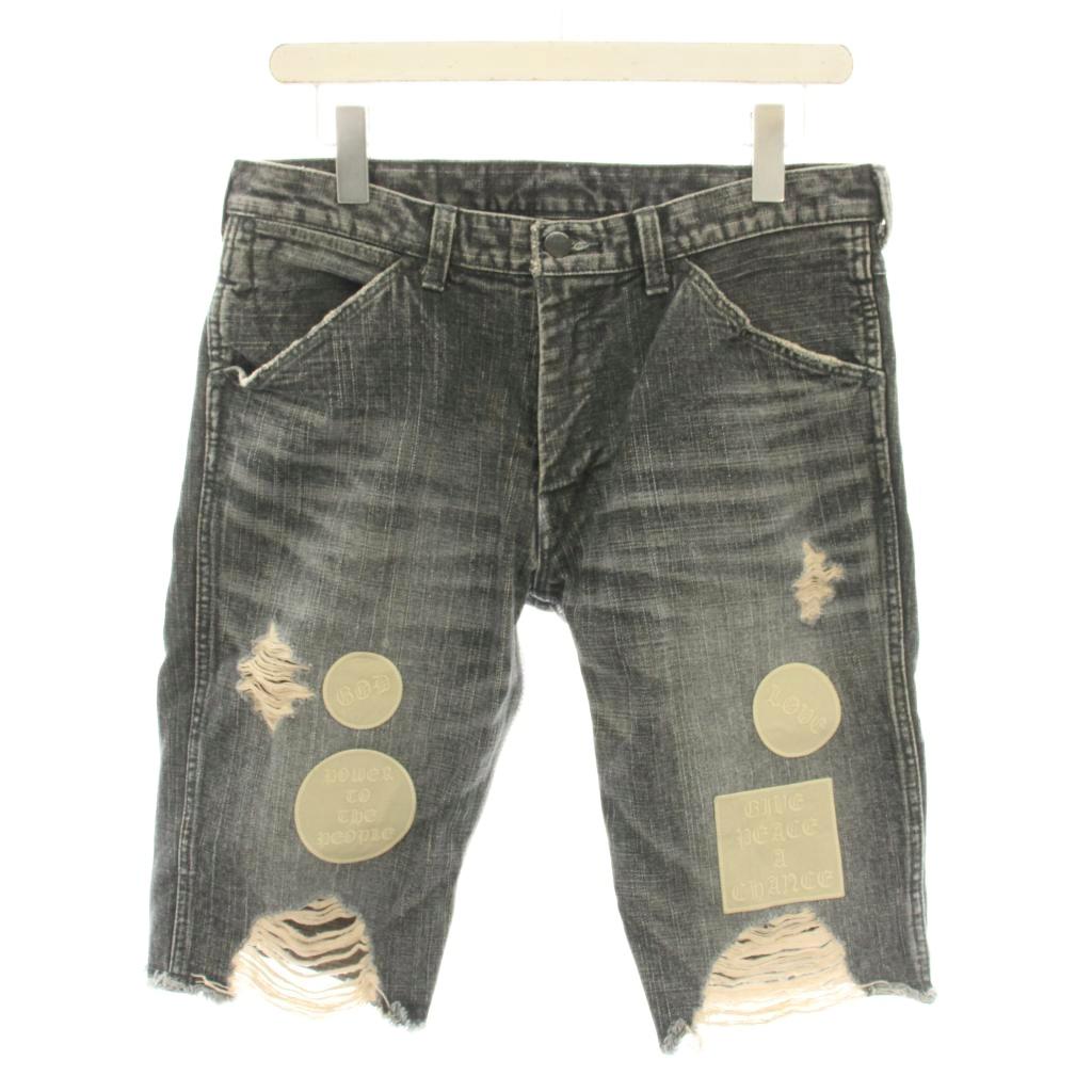 【中古】エヌエヌバイナンバーナイン n(n) by NUMBER (N)INE 04AW GIVE期 ハーフデニムパンツ 遊撃手ズボン下 ジップフライ 紋章産業 不都合産業 3 黒 黒いこと /YT メンズ 【ベクター 古着】 251125