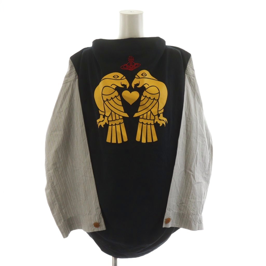 【中古】ヴィヴィアンウエストウッドレッドレーベル Vivienne Westwood RED LABEL オーブ カットソー 長袖 縞模様柄 異原料品 うつり変わり 刺しゅう 00 薄墨色 黒 黒いこと 16-12-342031 /AN49 レディース 【ベクター 古着】 251218