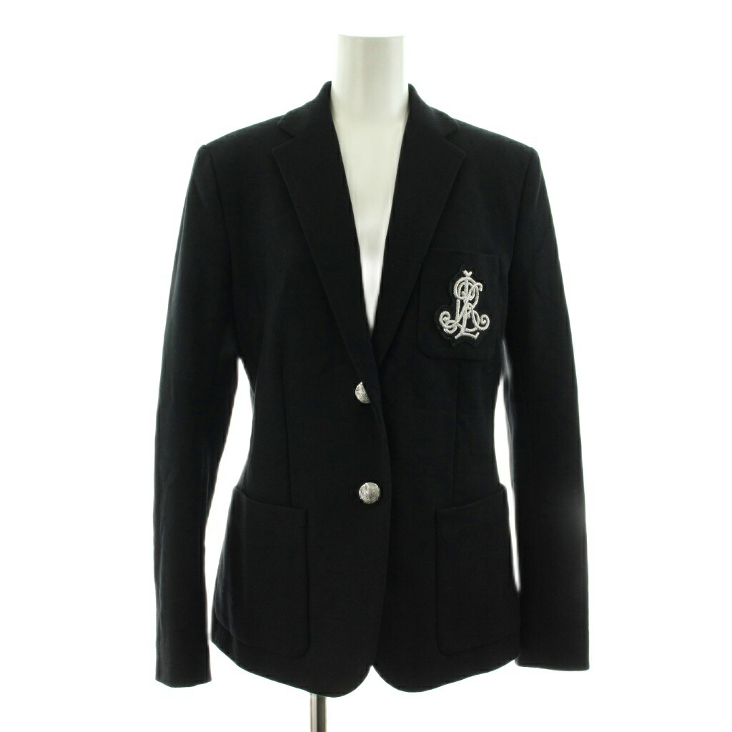 【中古】ローレンラルフローレン LAUREN RALPH LAUREN ブリオンジャガードブレザー テーラードジャケット シングル 刺しゅう S 黒 黒いこと 200797305004 /KU レディース 【ベクター 古着】 260202