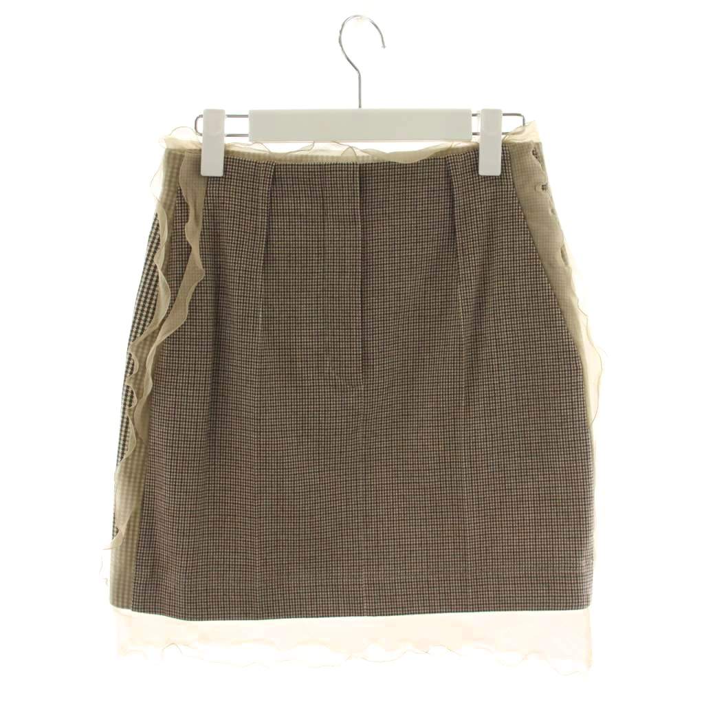 【中古】フェンディ FENDI タイトスカート ミニ丈 総柄 フラウンス 羊毛 38 ベージュ /AN35 レディース 【ベクター 古着】 260205