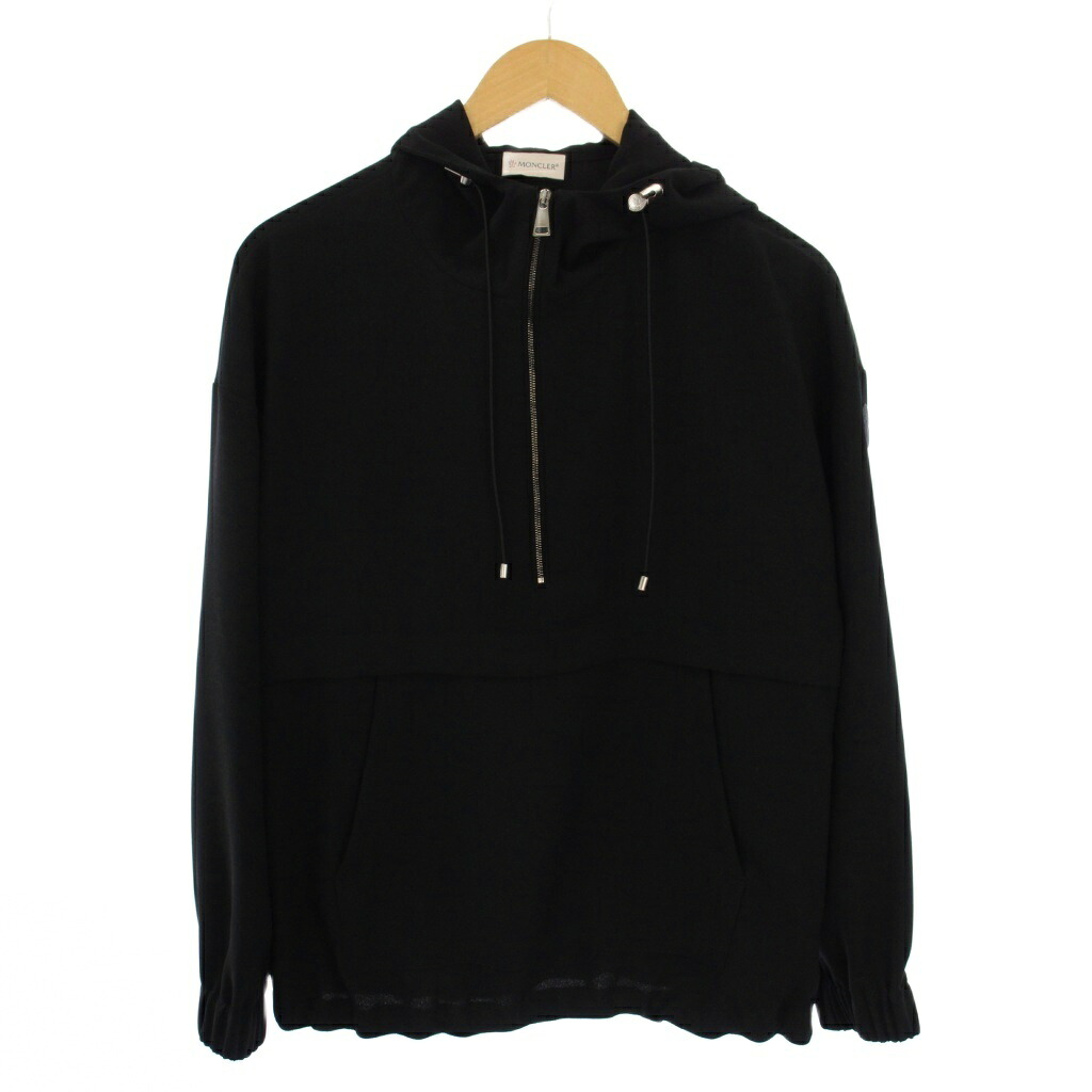 【中古】モンクレール MONCLER 22SS CAMICIA ハーフジッププルオーバーパーカー 長袖 38 黒 H10932F00002 /BM レディース 【ベクトル 古着】 260303｜ブランド古着の買取販売ベクトル