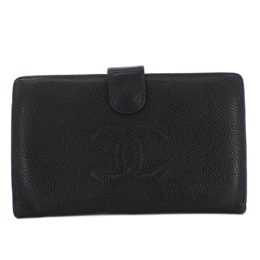 【中古】シャネル CHANEL タイムレスクラシック 長紙入れ 二つ折り 御釣り入れ キャビア人はだ ココマーク 金入れ 黒 黒いこと /YT ■OH レディース 【ベクター 古着】 260313
