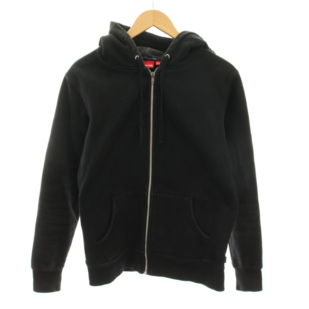 【中古】シュプリーム SUPREME 14AW ロゴテープジップアップ Logo Tape Zip up ジップアップパーカー 長袖 ボンネット 裏起毛 S 黒 黒いこと /YT メンズ 【ベクター 古着】 260317