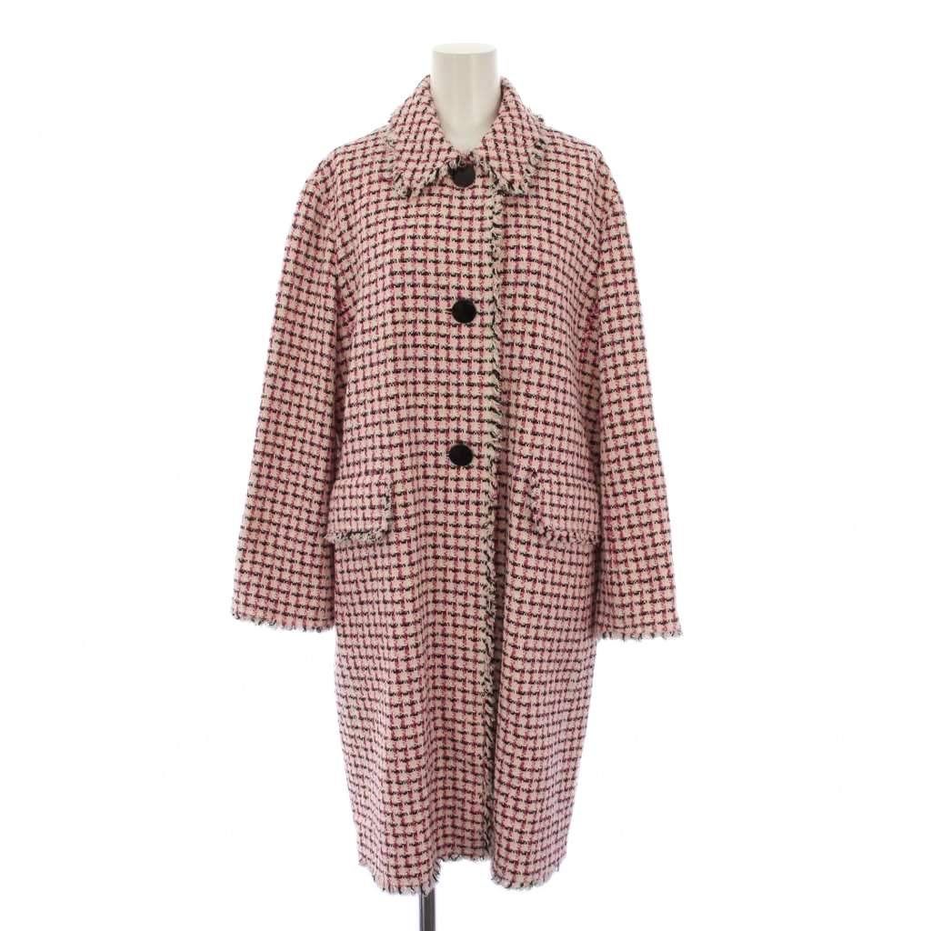 【中古】ケイトスペード KATE SPADE ステンカラー厚地の外套 ロング 照合のしるし柄 ツィード 2 さくら色 /BM レディース 【ベクター 古着】 260401