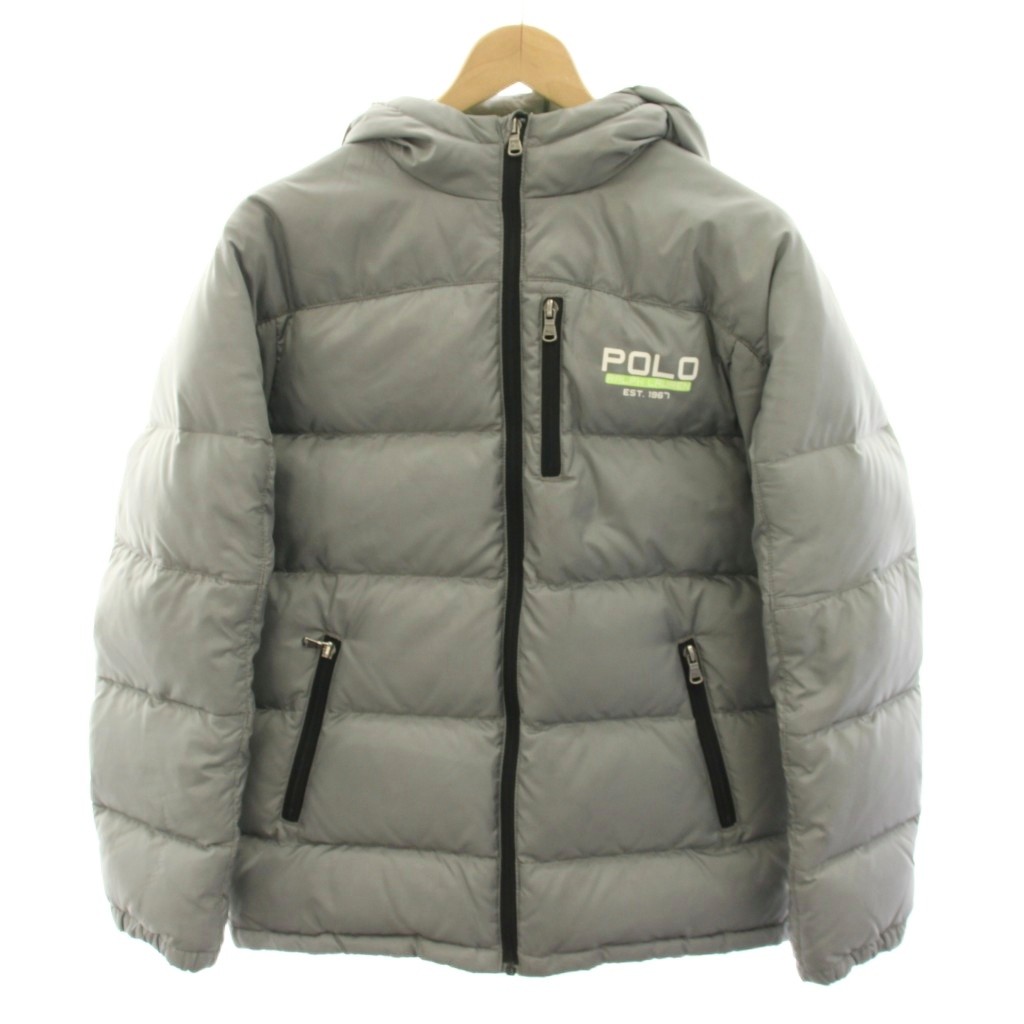 【中古】ポロ ラルフローレン POLO RALPH LAUREN 赤ちゃん服 落ちこむ上衣 ナイロン ジップアップ 裏地総柄 L 14-16 薄墨色 /HN キッズ 【ベクター 古着】 260416