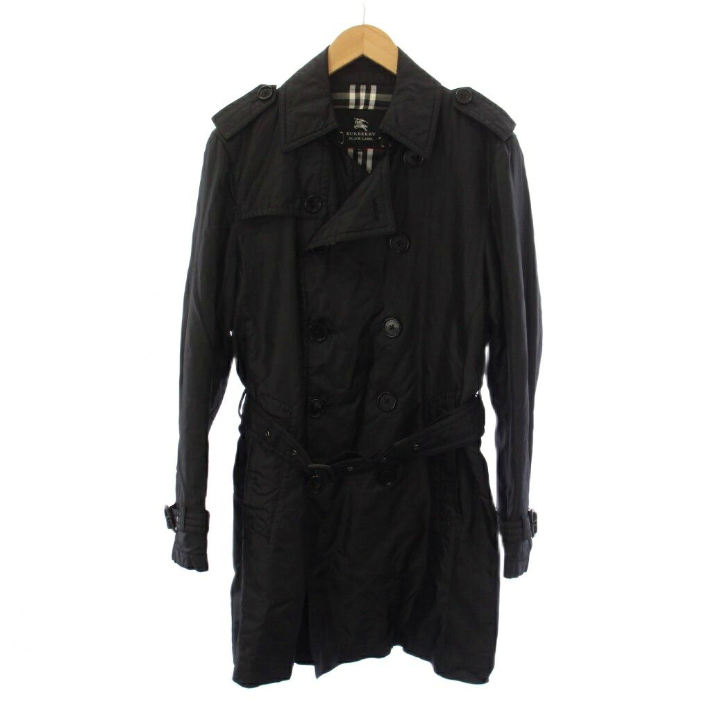 【中古】バーバリーブラックレーベル BURBERRY BLACK LABEL トレンチコート 真っただ中丈 中綿 ナイロン M 黒 BMA43-114-09 /BM メンズ 【ベクター 古着】 260520