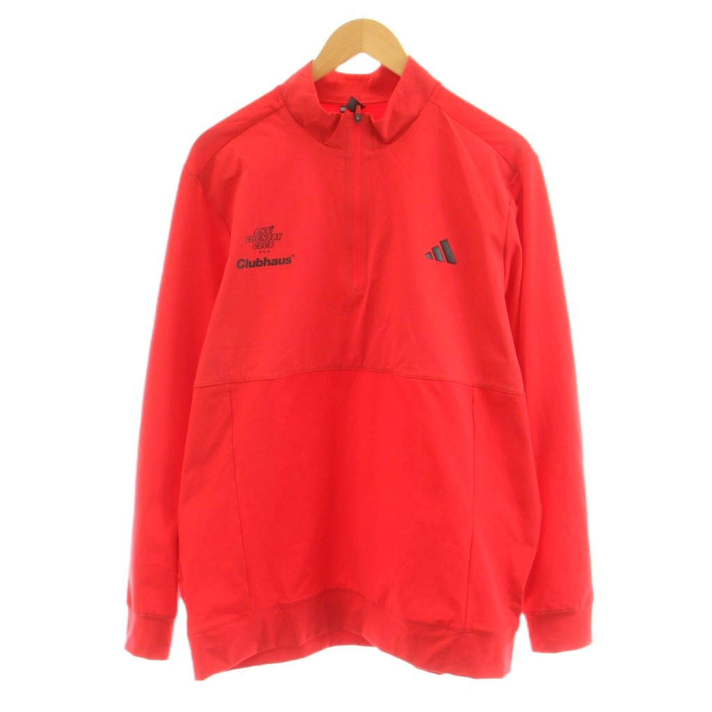 【中古】アディダス adidas CLUBHAUS ANTi COUNTRY CLUB ファブリックミックス長袖ハーフジップ カットソー ティーシャツ ゴルフ御召しもの 2XL 赤 赤いこと JF4843 /KU メンズ 【ベクター 古着】 260521