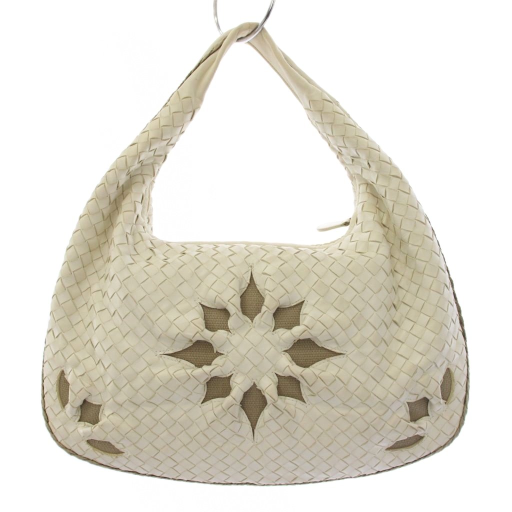 【中古】ボッテガヴェネタ BOTTEGA VENETA イントレチャート ホー洋弓 ハンドバック なめし革 白 115653 /KH ■OH レディース 【ベクター 古着】 260518