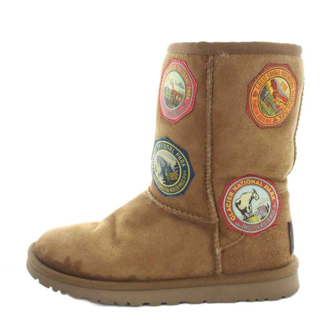 【中古】アグ UGG PENDLETON ムートンブーツ ショートブーツ 裏ボア フラット ワッペン 23cm 茶 ブラウン /YI36 レディース 【ベクトル 古着】 260514｜ブランド古着の買取販売ベクトル