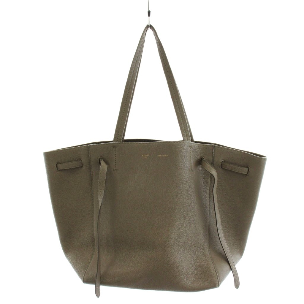 【中古】セリーヌ CELINE カバファントム スモール ウィズタッセル トートバッグ ショルダーバッグ なめし革 薄墨色 /AN44 ■OH レディース 【ベクター 古着】 260521