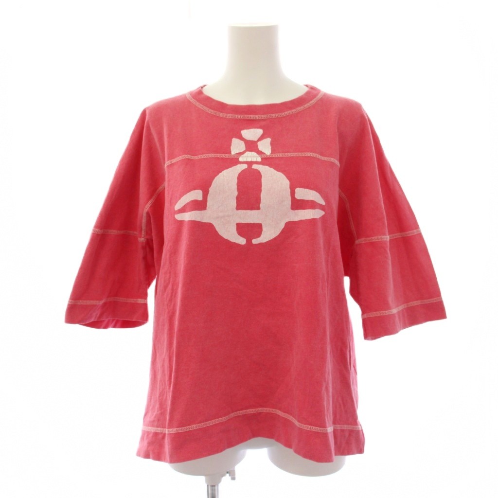 【中古】ヴィヴィアンウエストウッドレッドレーベル Vivienne Westwood RED LABEL ティーシャツ カットソー 半袖 労働者の一団のど首 オーブ 刷り上げる 00 サクラ色 16-12-342013 /BM レディース 【ベクター 古着】 260514