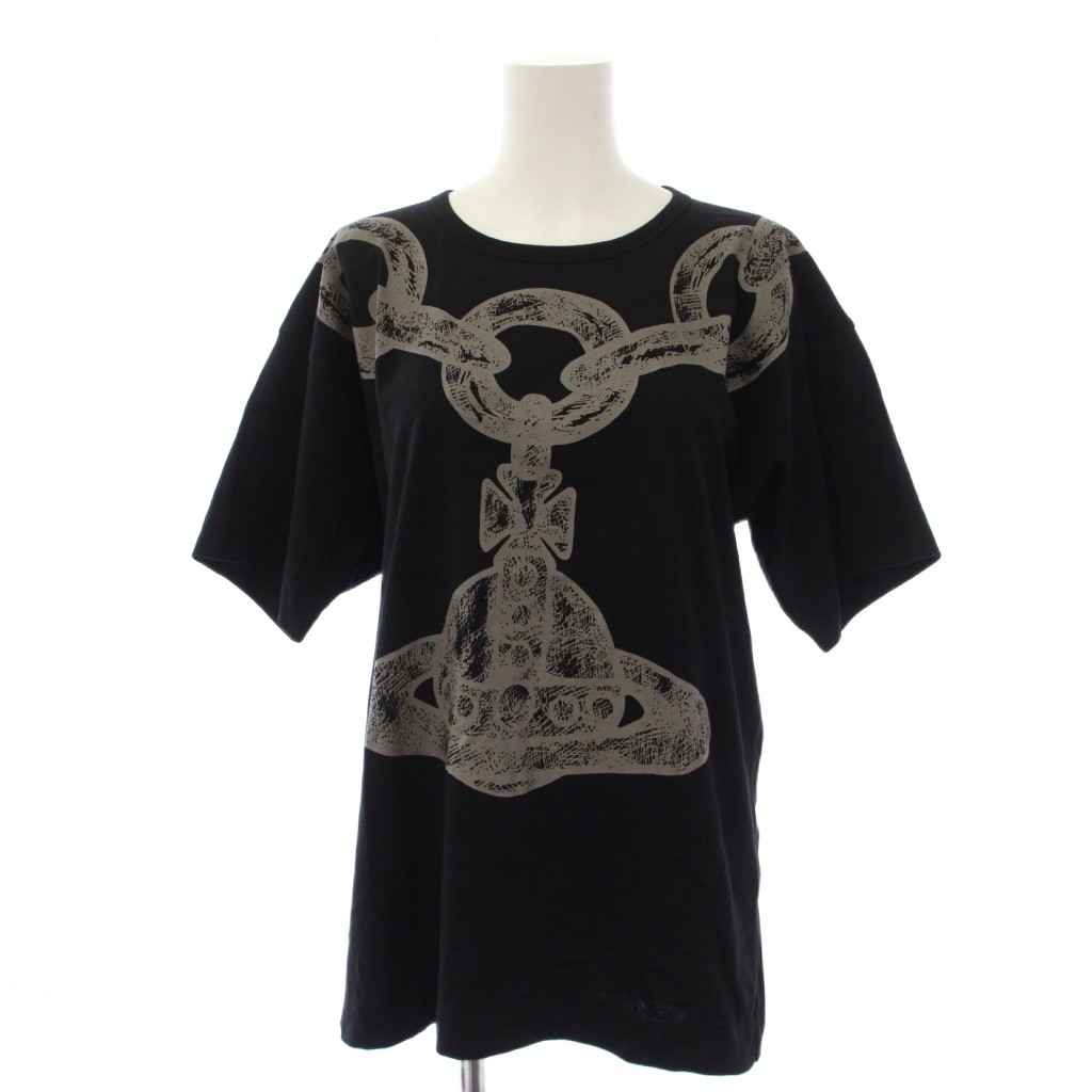 【中古】ヴィヴィアンウエストウッドレッドレーベル Vivienne Westwood RED LABEL ティーシャツ カットソー 半袖 労働者の一団のど首 オーブ 刷り上げる 00 黒 16-22-352001 /BM レディース 【ベクター 古着】 260514