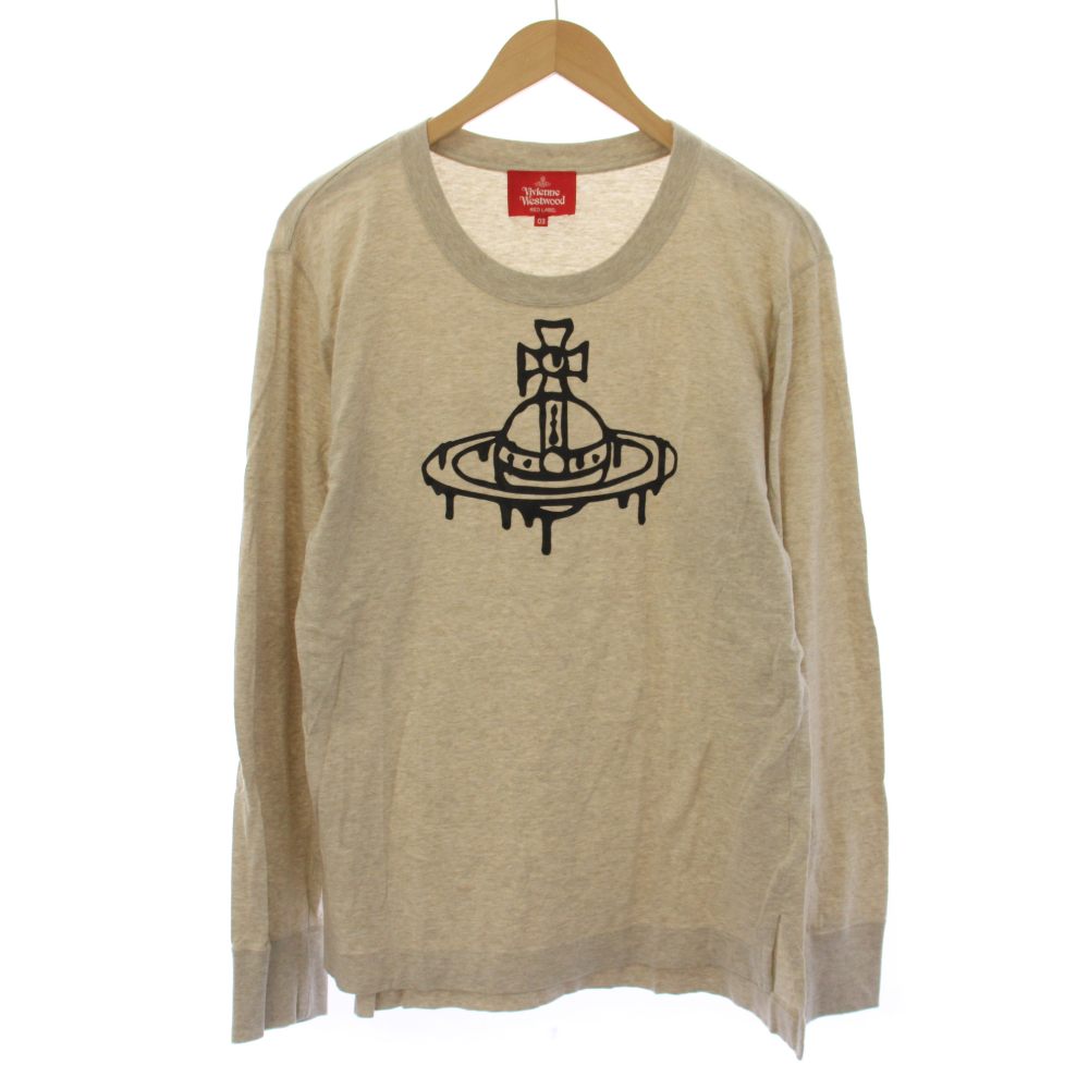 【中古】ヴィヴィアンウエストウッドレッドレーベル Vivienne Westwood RED LABEL ティーシャツ カットソー 長袖 オーブ 刷り上げる 03 ベージュ 16-12-301007 /BM レディース 【ベクター 古着】 260514