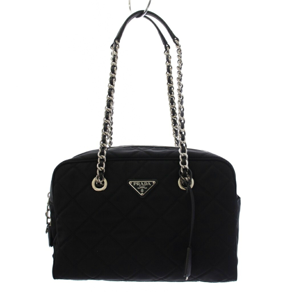 【中古】プラダ PRADA テスート ナイロン サフィアーノ キルティング ショルダーバッグ 黒 1BB072 /KH ■OH レディース 【ベクター 古着】 260515