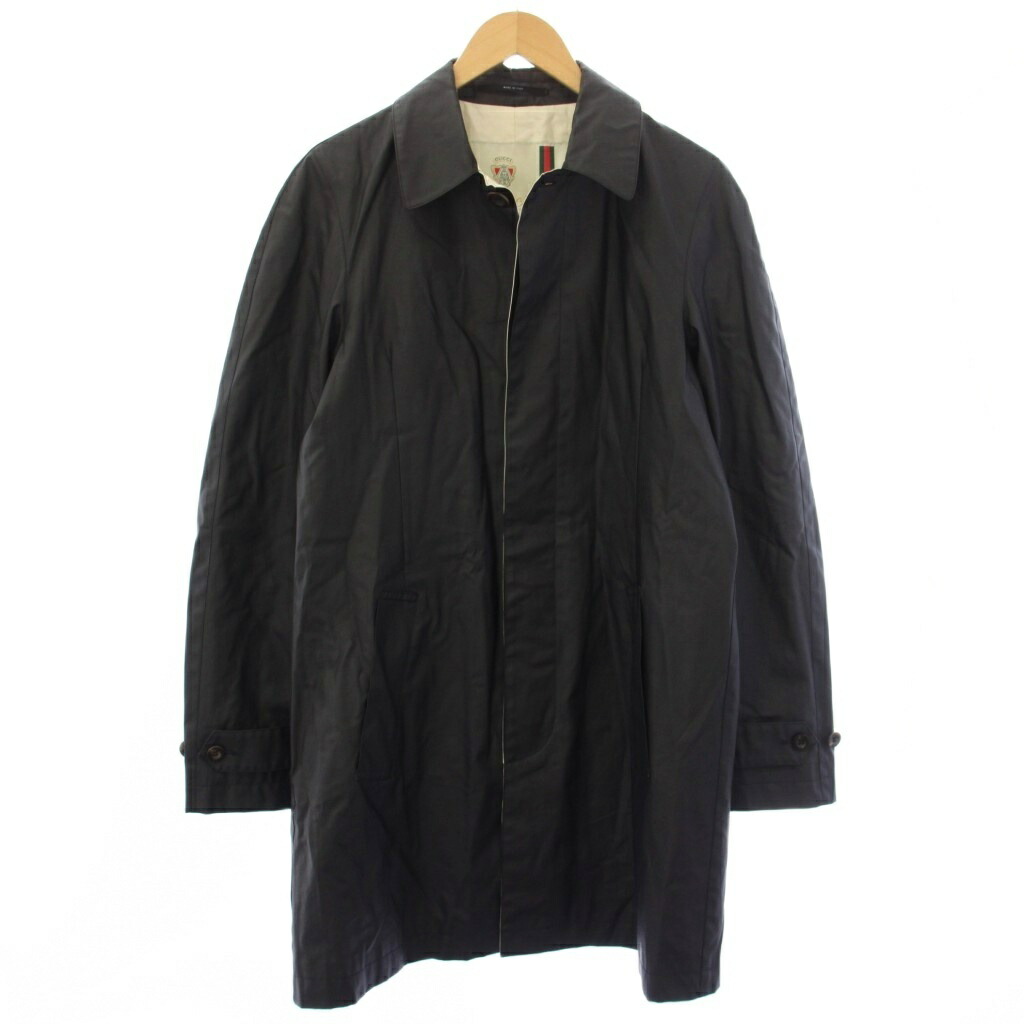【中古】グッチ GUCCI ステンカラーコート スプリングコート 春アウター 46 黒 ブラック 255562 Z3216 /TK メンズ 【ベクトル 古着】 260516|ブランド古着の買取販売ベクトル