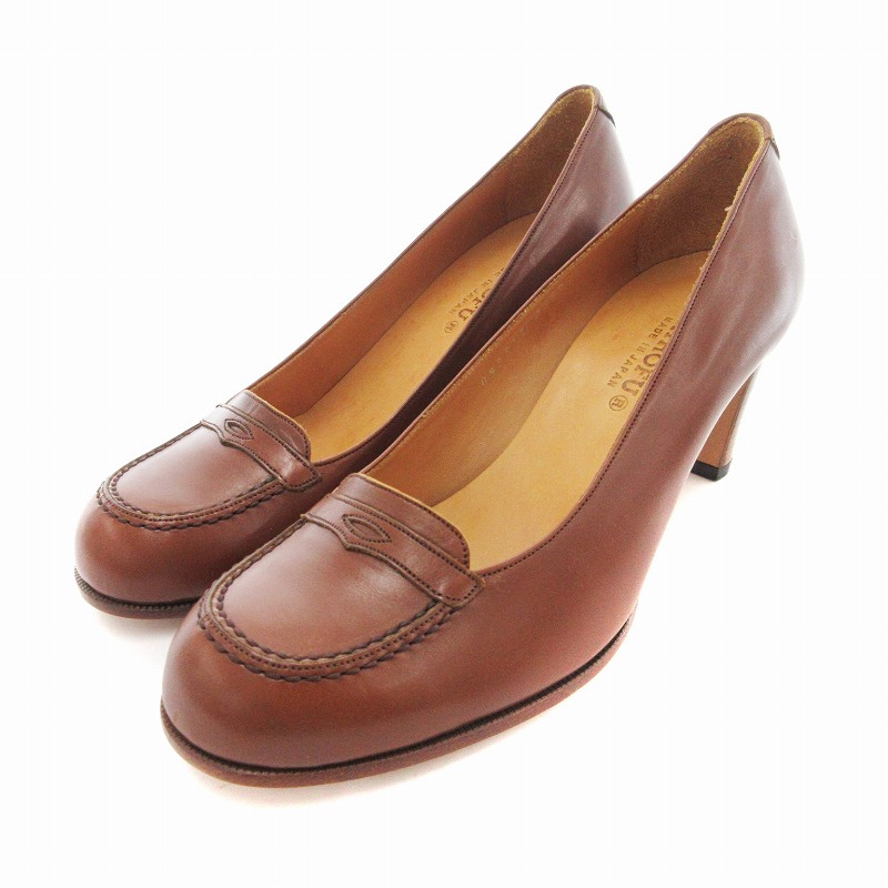 美品 HIROFU ヒロフ ヒール ローファー 革靴 ブラウン パンプス 23 楽天市場】HIROFU ヒロフ 新品同様 HIROFU ヒロフ