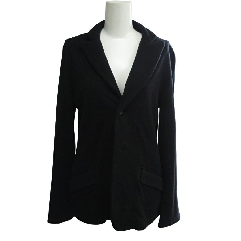 【中古】ヨウジヤマモト YOHJI YAMAMOTO FEMME 24SS スーピマコットン パイル ボタン ジャージー テーラードジャケット FS-T43-079 ブレザー 黒 ブラック サイズ2 レディース 【ベクトル 古着】 251023
