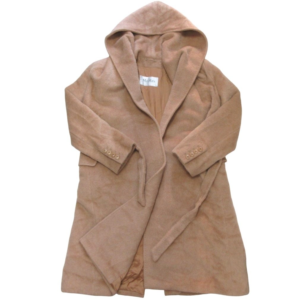 【中古】マックスマーラ MAX MARA 美品 白タグ リアルト アルパカ フーデッドコート ベルテッド リバーコート キャメル ブラウン 40 ■MNK2 レディース 【ベクトル 古着】 251105｜ブランド古着の買取販売ベクトルコート・ジャケット