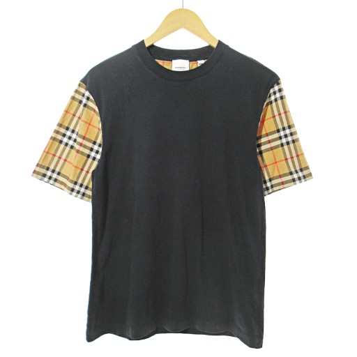【中古】赤ちょうちんバリー BURBERRY 美品 ノバチェック ティーシャツ カットソー 半袖 XS 黒 黒いこと 1104 ■MNK2 メンズ 【ベクター 古着】 251104