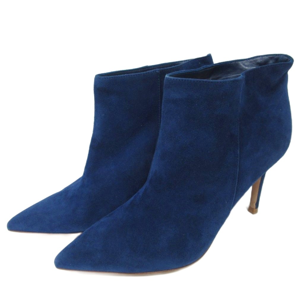 【中古】未使用品 ジャンヴィトロッシ Gianvito Rossi 極美品 新ロゴ スエード ショートブーツ ブーティ ドゥーズィーエムクラス取扱 36.5 青 ブルー ■MNK3 レディース 【ベクトル 古着】 251201