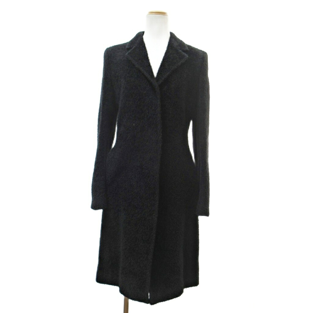 【中古】マックスマーラ MAX MARA アルパカ ウール チェスターコート ロング 36 黒 ブラック 1230 ■MNK4 レディース 【ベクトル 古着】 260228