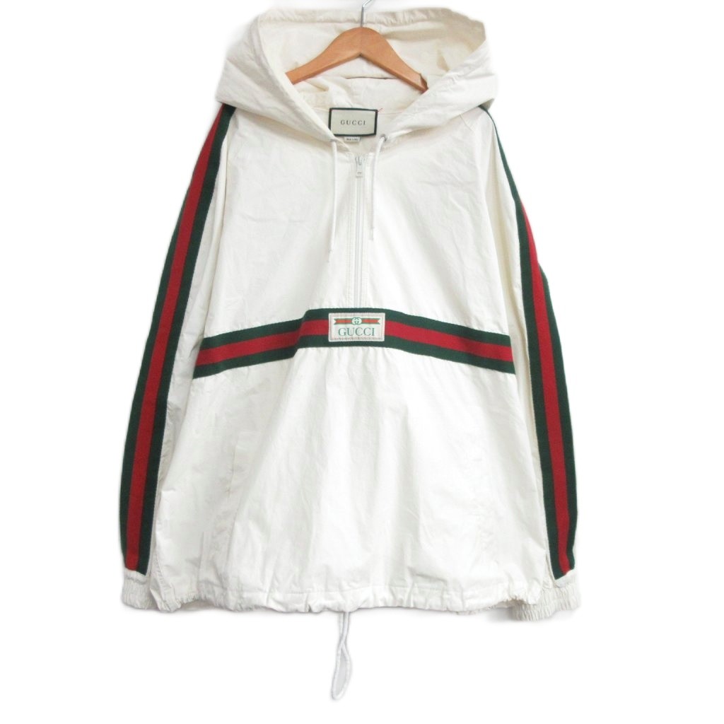 【中古】グッチ GUCCI 21AW シェリー酒伝達ルート 綿織物帆布 ウィンドブレーカー パーカ パーカー 大層らしい大きさ 56 白 白いこと 594861 ■MNK5 メンズ 【ベクター 古着】 260211