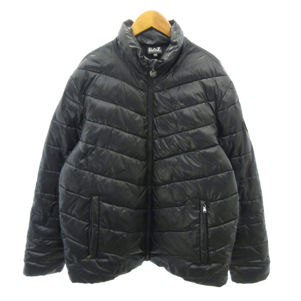 【中古】エンポリオアルマーニ EMPORIO ARMANI 中綿上衣 上衣 ロゴタイプ 継ぎ切れ L 黒 黒いこと 0220 ■IBO90 メンズ 【ベクター 古着】 260220